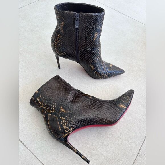 CHRISTIAN LOUBOUTIN So Kate Leather Snake Embossed Dark Brown Boots 85 EU 38 US8 - Picture 3 of 15